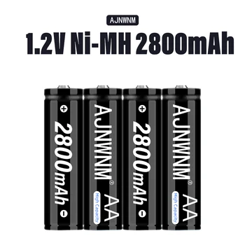 AJNWNM AA şarj edilebilir pil AA NiMH 1.2 V 2800mAh Ni-Mh 2A Ön şarjlı Bateria düşük kendi kendine deşarj aa Piller