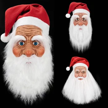 Komik Noel Noel Baba Maskesi Tam Yüz Kaplı Peruk Sakal Kostüm Noel Partisi Tatil Kaynağı Yetişkin Cadılar Bayramı Maskesi