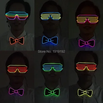Moda LED Gözlük Yanıp Set + Kravat Glow Yay koyu Gece Kulübü Karnaval Glow içinde LED Tatil DIY Parti Malzemeleri Dec Sıcak Satılık 