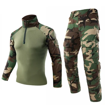 Ordu Giyim Askeri Üniforma Elbise Takım Elbise Taktik Kamuflaj Erkekler ABD Askeri Airsoft Savaş Gömlek + Kargo Pantolon Diz Pedleri