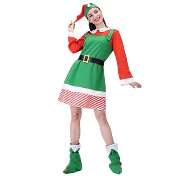 Noel Elbise Kadın Elf Anime Cosplay Kostümleri Sahne Performansı Karnaval Giyim Gece Kulübü Parti Rave Kıyafetler Çift Seti
