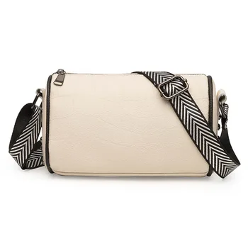 2022 Moda Hakiki Deri Küçük omuzdan askili çanta Marka Tasarım Yumuşak İnek Derisi Silindir çapraz postacı çantası bayan çanta Beyaz