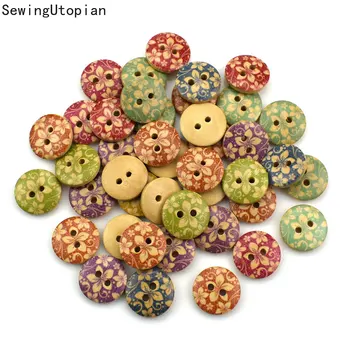 50 ADET 2 Delik Ayçiçeği Erik Düğmeler 15Mm Ahşap Dekoratif Dikiş Düğmeleri için Uygun Dikiş Karalama Defteri El Sanatları DLY Dekorasyon