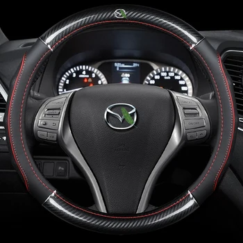 Iç Hub Araba-şekillendirici Aksesuarları Hakiki Deri direksiyon Kapakları 38 cm 15 inç için Mazda2 Mazda 2 DE DH DL DJ DY DEMİO