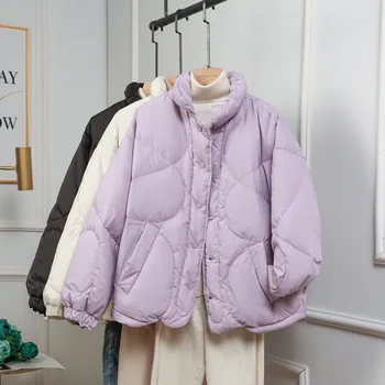 Aşağı pamuklu ceket Kadınlar için 2023 Yeni Kış Giysileri Kore Gevşek Ceket Kadın kışlık ceketler Kısa Palto Hafif Parkas H32