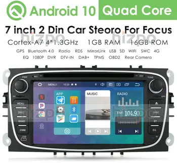 2Din Android 10 Autoradio Ford Focus 2 için Mondeo S-MAX C-MAX Galaxy Transit Kuga Multimedya DVD Oynatıcı 7 inç Kafa Ünitesi 4G WIFI