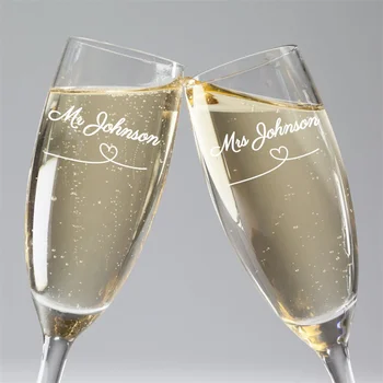 2 Set şampanya flüt kadehler Kişiselleştirilmiş İsimleri Düğün Tost Düğün şampanya flüt kadehler Kazınmış Düğün Gözlük Özel Düğün