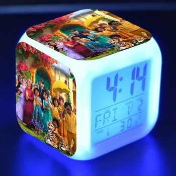 Yeni Disney Film Encanto Mirabel çalar saat Karikatür 3D Renkli Aydınlık Saat Dijital Masaüstü LED Gece Lambası çocuk Hediyeleri