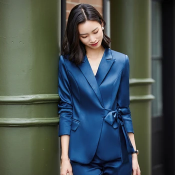 Resmi Üniforma Tasarımları Pantsuits Sonbahar Kış Uzun Kollu Kadın İş Blazers Bayanlar Ofis İş Elbisesi Profesyonel pantolon seti