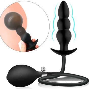 Şişme Anal Topları Yapay Penis Pompası Butt Plug Anal Plug Silikon Anüs Genişletici Dilatör Prostat Masajı Seks Oyuncakları Kadınlar için Adam Eşcinsel