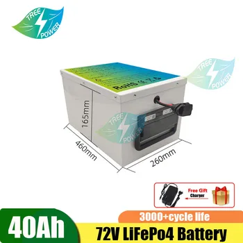 72V 40Ah LiFePO4 Pil 72V Elektrikli Araç lityum iyon batarya Paketi için bisiklet / E-Motosiklet Sistemi + 5A Şarj Cihazı