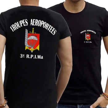 Fransız Ordusu 3rd Deniz Piyade Paraşüt Alayı Havadan T-Shirt Yeni %100 % Pamuk Kısa Kollu O-Boyun Rahat erkek tişört