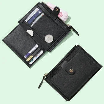 Düz Renk Mini Cüzdan Çok yuvalı kart tutucu Mini bozuk para cüzdanı PU deri bozuk para cüzdanı Cüzdan Kadın Çantası İş Kısa Paketi