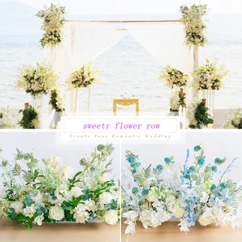 80 cm düğün çiçek sıra düzenleme T sahne zemin kemer dekor yol kurşun flores artificiales parti pencere ekran çiçek duvar