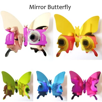 Kalite 12 adet 3D Stereo Ayna Kelebek Yatak Odası Oturma Odası Duvar Sticker Pvc 3d Kelebek Duvar Dekor Sevimli Kelebekler Duvar