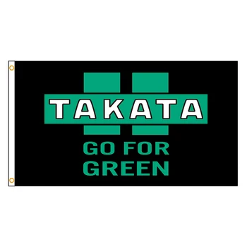 90x150cm Takata Yarış Bayrağı Polyester Baskılı Dekorasyon için Yeşil Afiş için Git