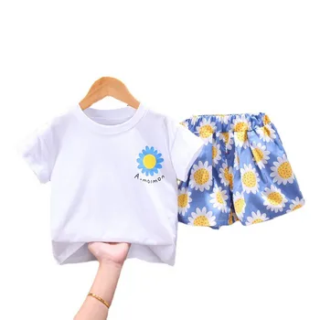 Yeni Erkek Giyim Yaz Bebek Kız Giysileri Takım Elbise Çocuk pamuklu tişört Şort 2 adet / takım Toddler Rahat Kostüm Çocuklar Eşofman