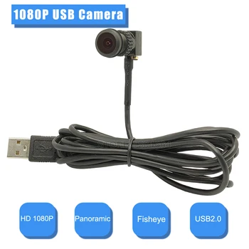 HD1080P Panoramik balıkgözü Mini USB Kamera mikro 2.0 MP USB kamera Video Gözetim UVC kamera mini Windows kamera pc kamerası