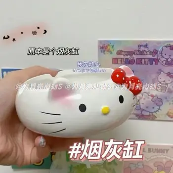 Hello Kitty Sanrio Peluş Kawaii Karikatür Sevimli Bebek Küllük Kız Kalp Mücevher Kutusu Anime peluş oyuncaklar Kızlar için doğum günü hediyesi