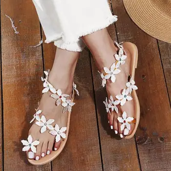 2021 Yaz Kahverengi Kadın Katır Tasarım plaj sandaletleri Çiçekler Kare Taban Slaytlar Düz Topuk Kadın Ayakkabı Yaz Kadın