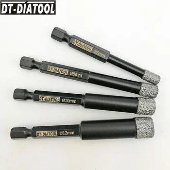 DT-DIATOOL 4 adet/takım Hızlı fit shank Kuru Elmas karot sondaj Uçları Delik Testere Kesici Granit ve Mermer veya Taş Dia 6/8/10/12mm