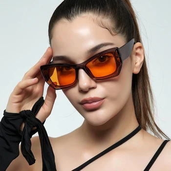 2022 Yeni Moda Benzersiz Renkli Kare Güneş Kadınlar Vintage Marka Kedi Gözü güneş gözlüğü Kadın Gösterisi Shades Óculos De Sol