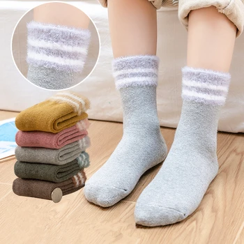 -30℃ Kış Çocuk Çorap Kalınlaşmak Bebek Kız Erkek Çorap Sevimli Noel Sıcak Yürümeye Başlayan Çocuk Şerit Karikatür Çorap 1-12 Yıl