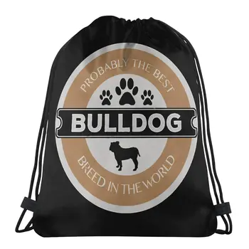 En iyi Cins Köpek Fransız Bulldog Pet Baskı İpli Depolama Sırt Çantası Genç Seyahat Çantası Çok fonksiyonlu Cep