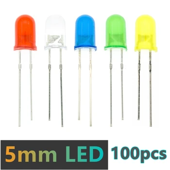 100 adet 5mm LED ışık Çeşitli Kiti DIY LEDs Set Beyaz Sarı Kırmızı Yeşil Mavi