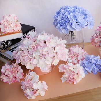 10 adet / grup Renkli Dekoratif Çiçek Kafa Yapay İpek Ortanca Dıy Ev Partisi Düğün Kemer Arka Plan Duvar Dekoratif Çiçek