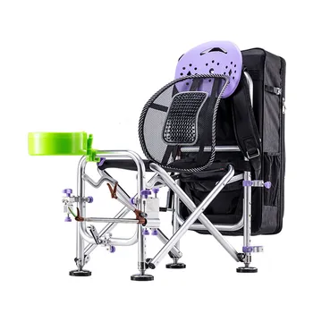 L67 Hafif Alüminyum Balıkçılık Sandalye Süper Kararlı Katlanır Kamp / Balıkçılık Sandalyeler Ayarlanabilir Arkalığı ile Çubuk Tutucu ve Yem Fincan
