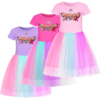 Disney Yürümeye Başlayan Kızlar Yaz Karikatür Baskı cry bebekler Elbise Girly Zarif Çocuklar Prenses Pembe Elbise 2-12Y