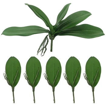 Yapay Yeşil Phalaenopsis Simülasyon Güve Orkide Yaprak Gerçek Lateks Temas Yeşil Bitki Çiçekler Bahçe Bonsai Dekor