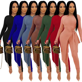 Rahat Kadın Eşofman İki Parçalı Set Düz Renk Spor Takım Elbise Eşleşen Takım Elbise Yüksek Streetwear Giyim Kadınlar İçin Kıyafet