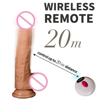Uzaktan kumanda otomatik ısıtma salıncak teleskopik gerçekçi uzun yapay penis vibratör kadınlar için yumuşak vantuz büyük Dildos seks oyuncakları