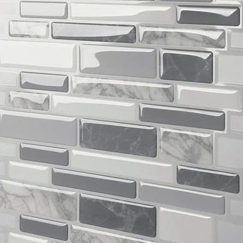 12X12 inç Kendinden Yapışkanlı Duvar Karosu ısıya Dayanıklı Duvar Kağıdı 3D Mozaik Fayans Yağ Geçirmez Duvar Sticker Mutfak Banyo Ev Dekor