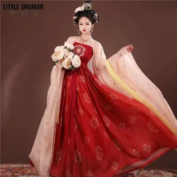 3 ADET Hanfu Elbise Orijinal Prenses Nakış Geleneksel Kadın Antik Çin Kostümleri Güzel Dans Hanedanı Elbise Elbise