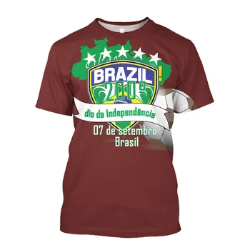 Yaz Brezilya Bayrağı 3D grafikli tişört 200th Bağımsızlık Günü baskılı tişört 7 Eylül Futbol Büyük Erkek Giyim