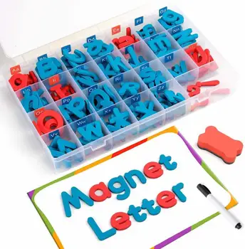 208 manyetik harfler manyetik plaka ve kutu büyük ve küçük köpük harfler ABC buzdolabı buzdolabı çıkartmalar