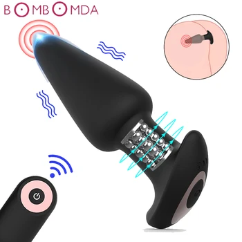 Titreşim anal dildo Rotasyon Boncuk Vibratör prostat masajı Kablosuz Uzaktan Anal Plug Vibratör Yetişkin Seks Oyuncakları Adam Kadınlar İçin