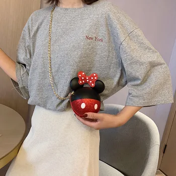 Yeni Kawaii Disney Anime Serisi Minnie Mouse Omuz askılı çanta Kız Aksesuarları bozuk para cüzdanı saklama çantası Erkek Bebek Hediye