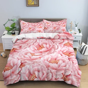 Güzel Çiçek Baskı nevresim takımı Tek Kraliçe battal boy nevresim Nevresim Ev Yatak Odası Dekorasyon Yastık Kılıfı Polyester