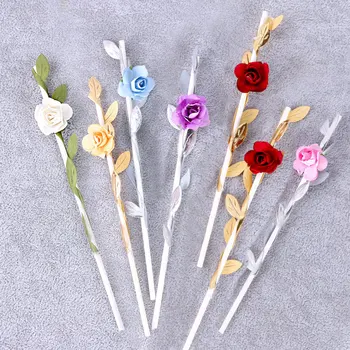 Sahte Gül Çiçek Şube Kağıt Bardak Kek Dekorasyon Kartı Düğün Parti Tatlı Masa Kartı Plug-İn Pişirme Pişirme Araçları