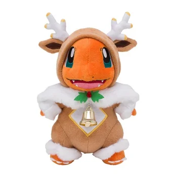 Pokemon Cep Canavar Figürü 25 cm Charmander Peluş Bebek Yumuşak doldurulmuş oyuncak Pelerin ve Çapraz Elbise Modeli noel hediyesi