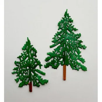 2 adet Noel Ağacı Yeni Kalıplar Metal Kesme Ölür Kabartma Klasör Stencil Şablon Albümü Dekor Kart Yapımı DIY El Sanatları Kalıp Kesim