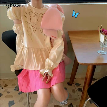 Kadın Setleri Vintage Tüm Maç Kore Moda Saray Tarzı Prenses Tatlı Harajuku Streetwear Öğrenciler Gevşek Hollow Out Tasarım Ins