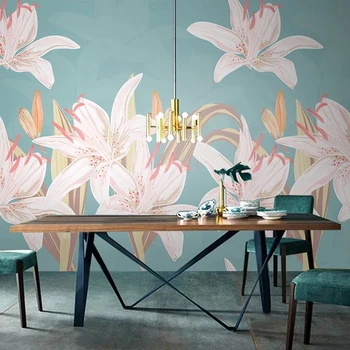 Özel Zambak Çiçekler Desen Fotoğraf Duvar Resimleri İskandinav Tarzı Bitki Çiçek Modern sanat dekoru Yatak Odası Oturma Odası Duvar Kağıdı Papel De Pared