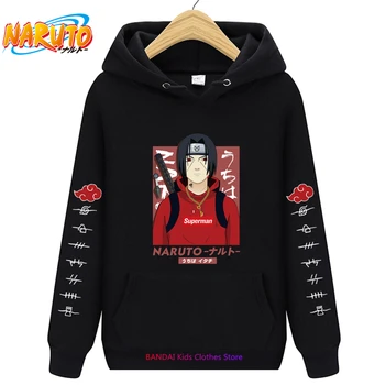 Anime Naruto Akatsuki Kırmızı Bulut Hoodies Çocuk Kazak Kırmızı Bulut Kış Uzun Kollu Kapşonlu Sıcak Giyim Erkek Kadın Kazak