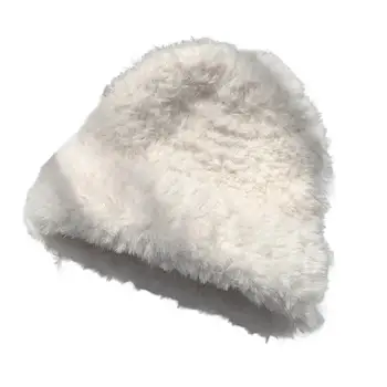 Basit Örgü Şapka Hafif Kış Şapka Kalınlaşmış Lady Trendy Sıkı Peluş Bere Şapka Anti-freeze
