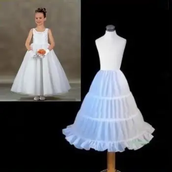 Yoliyolei Beyaz çocuk Kostümleri Kombinezon A-Line 3 Çemberler Podyum Etekler Çiçek Kız Elbise Jüpon Kısa uzun elbise